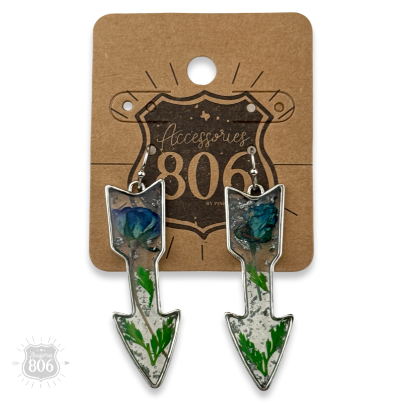 Pressed flower arrow earring