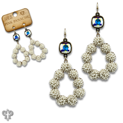 Seed bead cluster teardrop earring with Austrian crystal