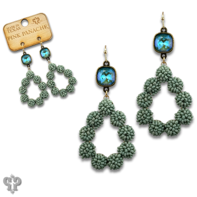 Seed bead cluster teardrop earring with Austrian crystal