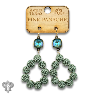 Seed bead cluster teardrop earring with Austrian crystal