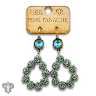 Seed bead cluster teardrop earring with Austrian crystal