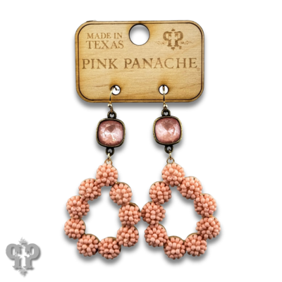 Seed bead cluster teardrop earring with Austrian crystal