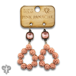 Seed bead cluster teardrop earring with Austrian crystal