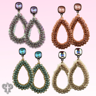 Sequin and faceted bead teardrop earring with Austrian crystal
