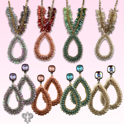 Ombre cluster bead necklace with teardrop pendant