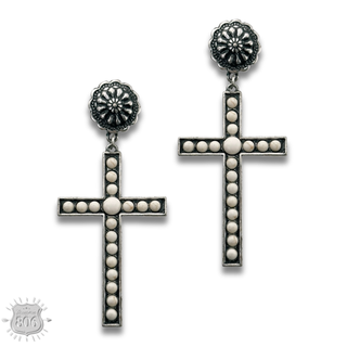 Stone studded cross earring, last call