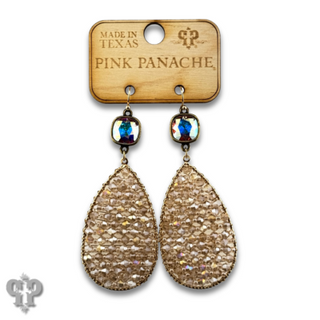 Woven bead teardrop earring with Austrian crystal