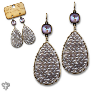Woven bead teardrop earring with Austrian crystal