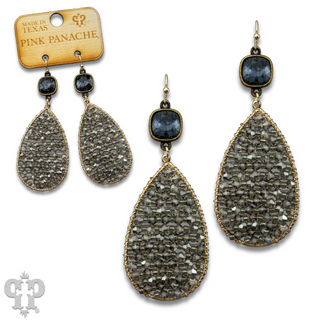 Woven bead teardrop earring with Austrian crystal