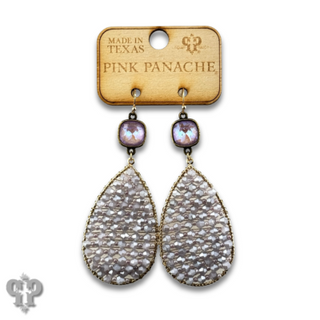 Woven bead teardrop earring with Austrian crystal
