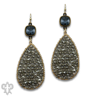 Woven bead teardrop earring with Austrian crystal