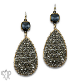 Woven bead teardrop earring with Austrian crystal