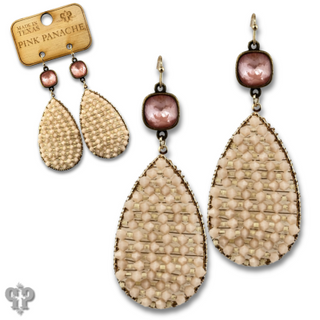 Woven bead teardrop earring with Austrian crystal