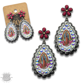 Flower post and inlay teardrop earring, last call