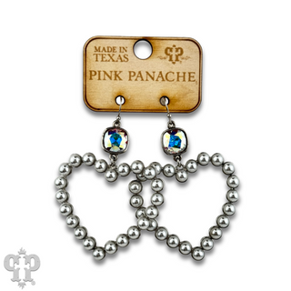 Pearl open heart earring with Austrian crystal