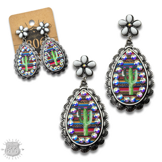 Flower post and inlay teardrop earring, last call