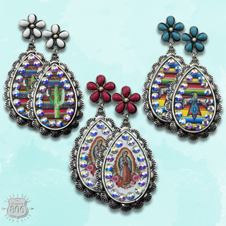 Flower post and inlay teardrop earring, last call
