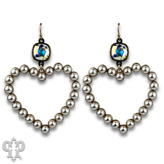 Pearl open heart earring with crystals from Swarovski®