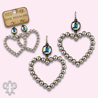 Pearl open heart earring with crystals from Swarovski®