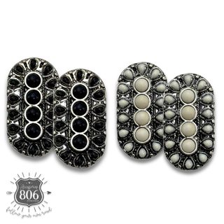 Western stone oval post earring - LC