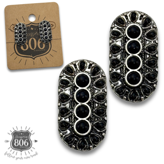 Western stone oval post earring - LC