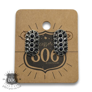 Western stone oval post earring - LC