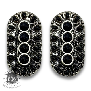 Western stone oval post earring - LC