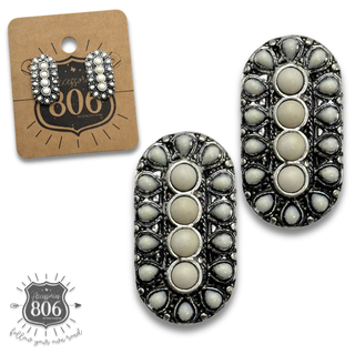 Western stone oval post earring - LC