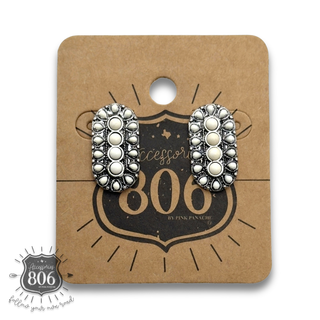 Western stone oval post earring - LC