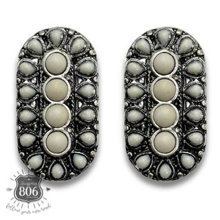 Western stone oval post earring - LC
