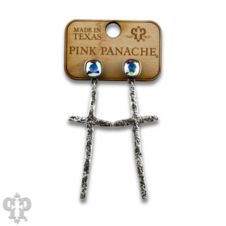 Foil cross earring with Austrian crystal