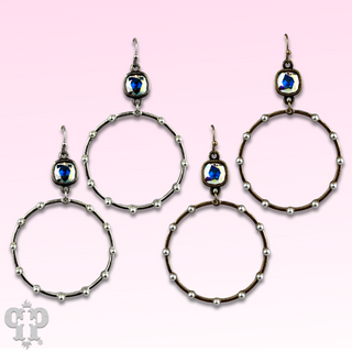 Pearl stud circle earring with Austrian crystal