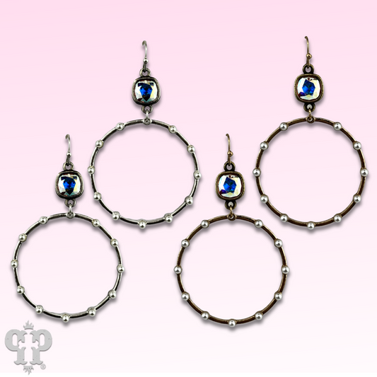 Pearl stud circle earring with Austrian crystal