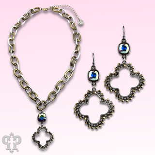 Clover cross earring with Austrian crystal