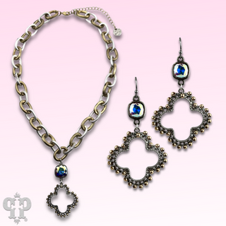 Clover cross necklace with Austrian crystal
