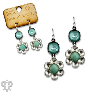 Stone center flower earring with Austrian crystal