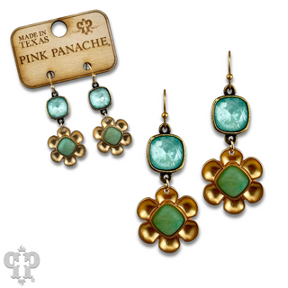 Stone center flower earring with Austrian crystal
