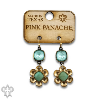 Stone center flower earring with Austrian crystal