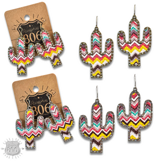 Multi-color zig zag cactus earring