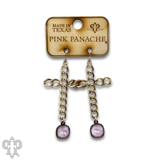 Curb link cross earring with Austrian crystal