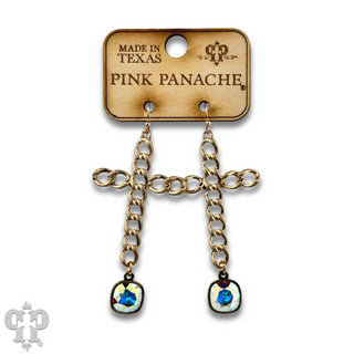 Curb link cross earring with Austrian crystal
