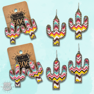 Multi-color zig zag cactus earring, last call