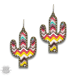 Multi-color zig zag cactus earring