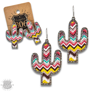 Multi-color zig zag cactus earring