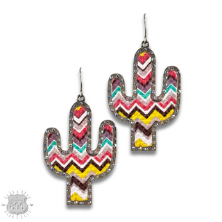 Multi-color zig zag cactus earring
