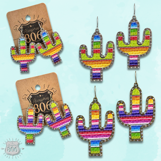 Cactus earring with inlay, last call