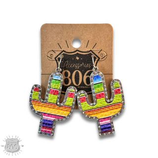 Cactus earring with inlay, last call
