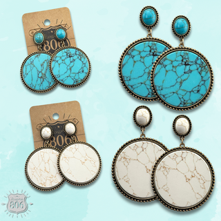 Round stone disc earring, last call