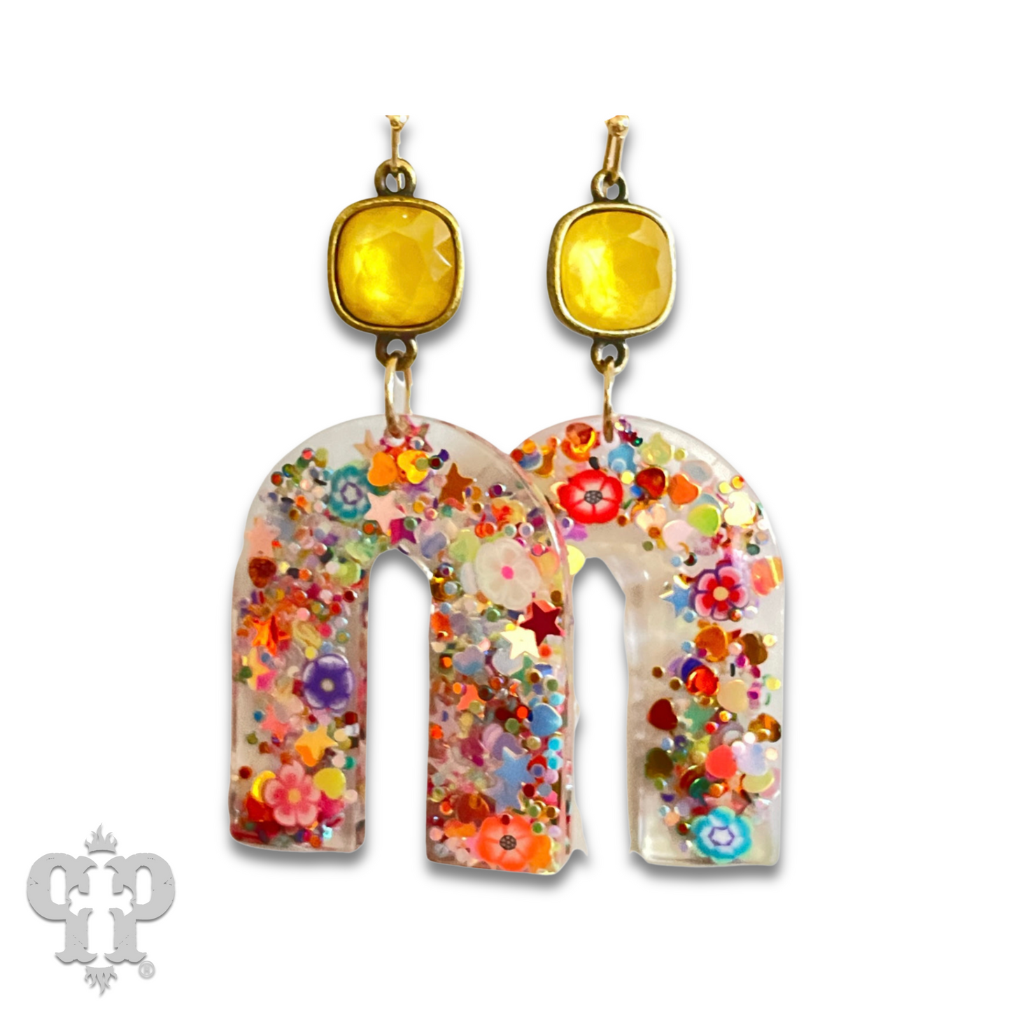 Acrylic earring with Austrian crystal