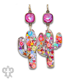 Acrylic earring with Austrian crystal